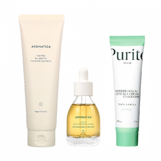 Teenage skin care set consists of (cleanser, serum and cream) Teenage skin care set consists of (cleanser, serum and cream)